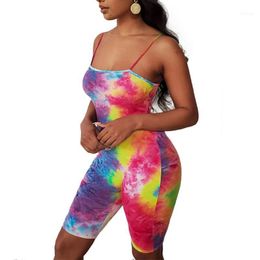 Women's Jumpsuits & Rompers Hirigin Female Sexy Jumpsuit 2021 Summer Stylish Sleeveless Playsuit Club Streetwear Ladies Print Colours Bodysui