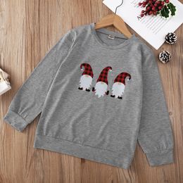 Xmas Kids Clothing Tops Tees Baby Girls Spring Autumn Fashion Grey Christmas Santa Printed Top With Round Neck And Long Sleeves Large Children's Sweater