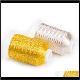 Yarn Clothing Fabric Apparel Drop Delivery 2021 Selling Simthread 150D Ms Type Metallic Embroidery Thread Sier And Gold Colour 550Y500M Per Sp