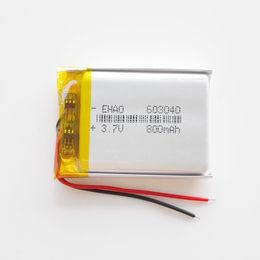 Model 603040 3.7V 800mAh Lithium Polymer Li-Po Rechargeable Battery For Mp3 MP4 DVD PAD mobile phone GPS power bank Camera E-books recoder