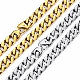 New 10mm Curb Cuban Chain Link Necklace 316L StainlSteel Gold Silver Color for Men Boys Hip Hop Jewelry USA stock HNM26 X0509