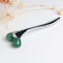 Beauty V Shape Face Cooling Massage Roller Natural Aventurine Stone Rollers Facial-lift Anti Aging Massager Jade Skin Relax Healing Tools