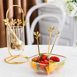 Nordic Dining Table Stainless Steel Fork Fruit Fork Storage Holder Household Kitchen Small Spoon Chopsticks Box Home Decor Gifts 211012