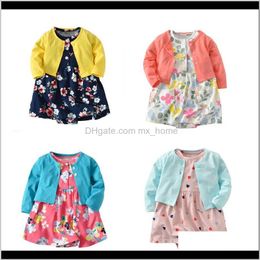 Sets Baby Clothing Baby Kids Maternity Drop Delivery 2021 Born Dress Printed Floral Solid Top Single Breasted Children Clothes Girls Rompers
