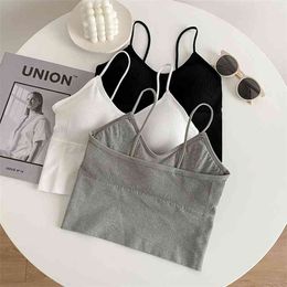 Women Sleeveless Summer Fashion Tops Casual Solid Simple Style Y2K Crop Female Sexy Tanks Camis Black White Grey 210507