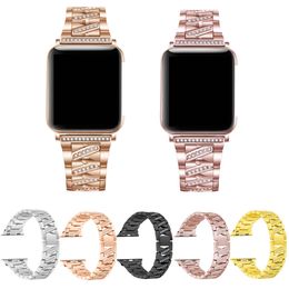 Metal Bracelet Diamond Strap For Apple Watch Series 7 6 5 4 SE Women Watchband iwatch 45mm 44mm 42mm 41mm 40mm 38mm Wristbands Smart Accessories