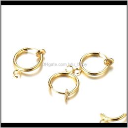 stainless earring hooks Australia - Clasps Hooks Wholesale Accessories Stainless Steel Nonpiercing Ear Cuff Spring Earring Clip Fake Nose Ring Can Hang Charms Xrbry Tl84C