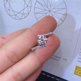 Excellent Cut Diamond Test Passed D Colour High Clarity Ring Female Silver 925 Wedding Party Jewellery