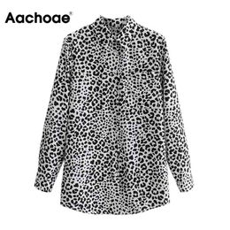 Autumn Spring Fashion Leopard Print Blouse Women Long Sleeve Office Tunic Tops Lady Turn Down Collar Female Shirt Blusas 210413