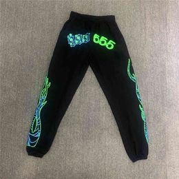 2022 New Fluorescent Green Spider Web Pattern 555555 Sweatpants Men Women Flame Printing Sp5der Pants Joggers Drawstring Trousers48kiDTNP