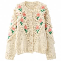 Nomikuma Floral Embroidery Knitted Cardigan Single Breasted Long Sleeve Korean Chic Sweater Women 3D Flower Auttumn Knitwear 210514