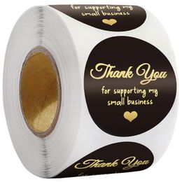 500pcs Roll 1.5inch Thank You Adhesive Stickers Label Box Baking Business Party Package Bag Decoration