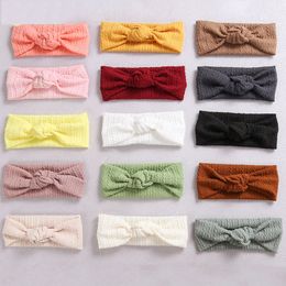 Summer Solid Colour Kids Headbands Girls Bow Knotted soft Cotton Hair Bands Elastic Baby Hairbands Hair Accessories Headwear