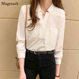 Autumn White Slim Blouse Women Long Sleeve Chiffon Work-wear s Tops Blusas Shirt Camisas De Mujer 8968 50 210512