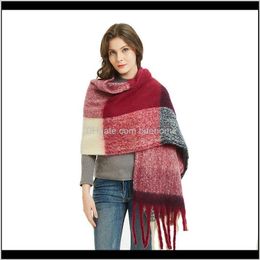 Wraps Hats, & Gloves Fashion Aessories Drop Delivery 2021 Style Hoop Sand Tassel Big Grid Horizontal Plaid Scarf Shawl And Neck In Autumn Win