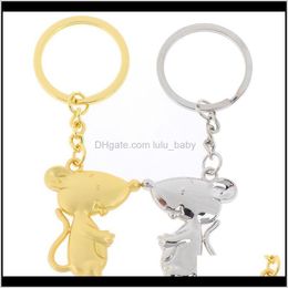 Keychains Fashion Accessories Drop Delivery 2021 Exquisite Cute Year Keyring Cartoon Mouse Keychain Ancient Sier Colour Rat Key Chain Gift For
