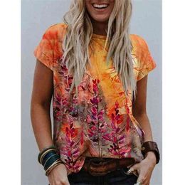 Women 3D Floral Print Boho T-Shirts Summer Short Sleeve O-Neck Loose Casual Tops Streetwear Female Plus Size S-5XL Tees 210517