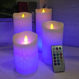 flameless candle moving wick UK - LED Flameless Candles Pillar With Remote Timer Luminara Flickering Moving Wick Home Decor XHH21-151