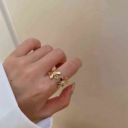 Alloy Flower Index Finger Little Daisy Geometry Width Female Finger Ring Korean Style Ring Opening Adjustable Ring G1125