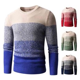 Men Winter Autumn Casual Classic 100% Cotton Warm Thick Crewneck Sweaters Pullovers Coat Outift Vintage Soft Sweater 210812