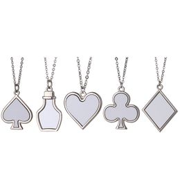 Sublimation Blank Wishing Bottle Pendant Necklace Heat Transfer Peach Heart Necklace DIY Fashion Holiday Gifts