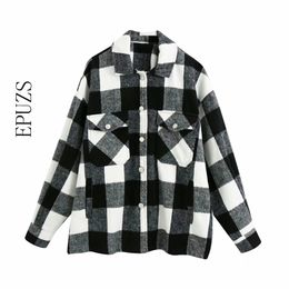 Winter thick green Plaid jacket women winter coat Long Sleeve coats and s Oversized 210521