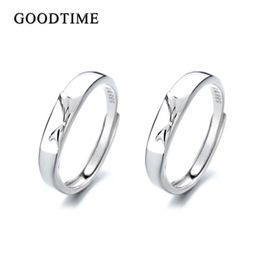 Cluster Rings Trendy Couple Ring Pure 100% 999 Sterling Silver Commemorative Valentine's Day Present For Women Men