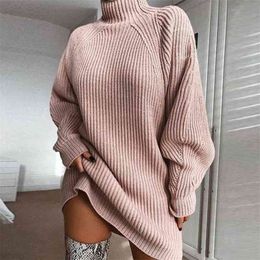1Turtleneck Sweater Women Spring Autumn Long Sleeve Pullover Female Casual Loose Knitted Pullovers Basic Rib Tops 210514