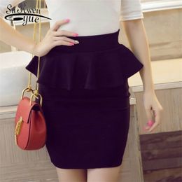 Fashion OL Women Skirt Black Causal Stretch High Waist Womens A-Line Skirts Plus Size Femininas short lady skirt 2202 50 210521