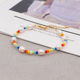 Fashion Vintage Bohemian Stained Glass Imitation Pearl Couple Bracelet Men And Women Party Jewellery Beaded, Strands