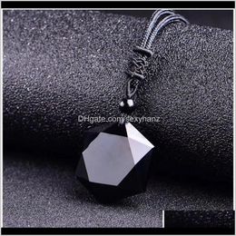 Rock Crystal Quartz Loose Beads Black Natural Stone Necklace Obsidian Pendant For Women Men Statement Jewelry Gifts Dropshipp Qylkew Drop De