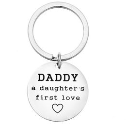 Father's Day Personalized Gift Stainless Steel Keychain Pendant Round Car Key Chain Luggage Decoration Family Keyring 30MM