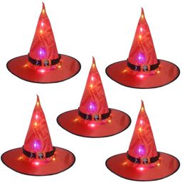 witch yard decor NZ - Party Hats Lighted Glowing Witch Hat With Battery Powered String Lights Halloween Decor For Indoor, Outdoor, Yard, Tree, 5Pcs