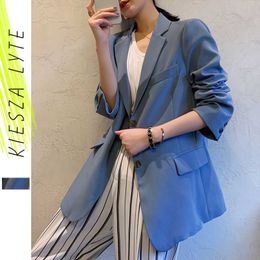 Blue blazer female minority design loose long sleeve casual suit jackets Outwear blaser femme 210608