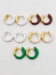 Color-Blocking Enamel Hit Colour Earrings Retro Chandelier Frosted Metal High-End Texture Simple And Stylish Personality Jewellery