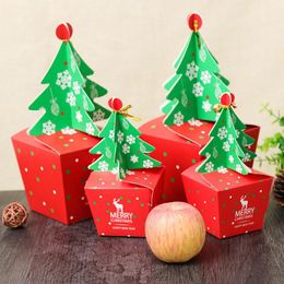 Christmas Gift Packing Box Children Candy apple Package Boxes Xmas tree Elk Pattern case With Bell Party Decorative Ornament