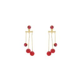 Dangle & Chandelier Lucky Red Crystal Ball Tassel Long Earrings For Women Bride Wedding Party Jewellery Earings