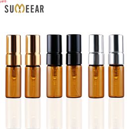 100 Pieces/Lot 3ML Refillable Perfume Bottle Empty Spray Amber Essential oil Bottles Atomizer Cosmetic Container Travelhigh qty