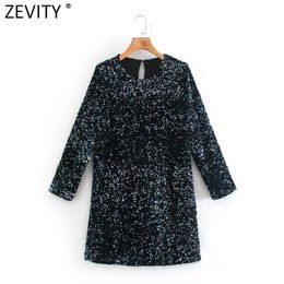 Women High Street O Neck Sequin Mini Dress Femme Chic Casual Slim Vestido Ladies Streetwear Party Clothes DS4898 210416