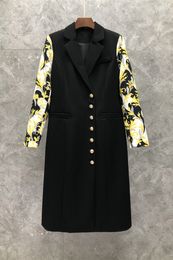 Fashion Brand Printing Stitching Fashion Suit Skirt Womens Autumn European Goods New Business Temperament Midi Dress 9x