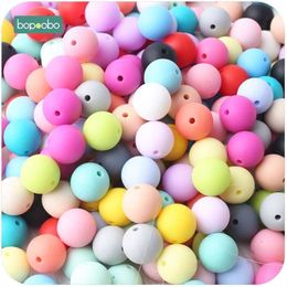 Bopoobo 100pcs Baby Nursing Accessories Silicone Beads Food Grade Teether DIY Jewellery Bracelet Crib Toy 15mm 211106