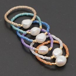glass ring beads Australia - Cluster Rings Go2boho Pearl Ring For Women 2021 Fashion Japanese Miyuki Seed Bead Jewellery Glass Beaded Boho Jewelry Bohemian Finger