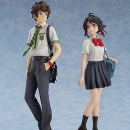 Japanese Anime figure Movie Your Name figure Tachibana Taki & Miyamizu Mitsuha PVC Action Figure Collection Model Toy Doll Gifts Q0722