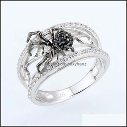 Band Rings Jewellery S983 Fashion Black Spider Ring Zircon Diamond Drop Delivery 2021 Toz79