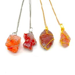 Irregular Natural Agate Stone Gold Silver Plated Pendant Necklaces With Chain Women Girl Party Club Fashion Jewellery