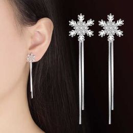 Womens Earrings Dangle crystal silver plated Fashion women's back hanging exaggerated medium long drop style