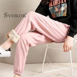 SVOKOR Winter Warm Pants Plush Fleece Thickened Casual Trousers Women Mujer Plus Size Cold Resistant Solid Sports Leggings Pants 211105