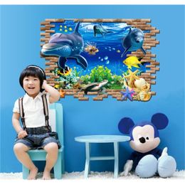 3 d Marine underwater world frosted UV creative personality fashion wall stickers on the wall 210420