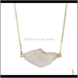 Necklaces & Pendants Jewelry25-40Mm Irregular Shape White Slice Quartz Natural Stone Women Druzy Drusy Pendant Necklace For Female Drop Deliv