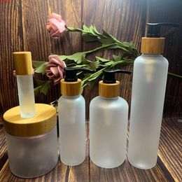 Wholesale Frosted Clear Plastic Cream Empty Jar Ecological Friend Bamboo Lid Skin Care Lotion Container Cosmetic Packaginggoods